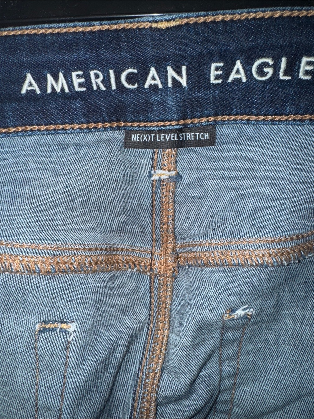 American Eagle Dark Wash Distressed Denim Midi Shorts - Size 6 - Picture 4 of 5